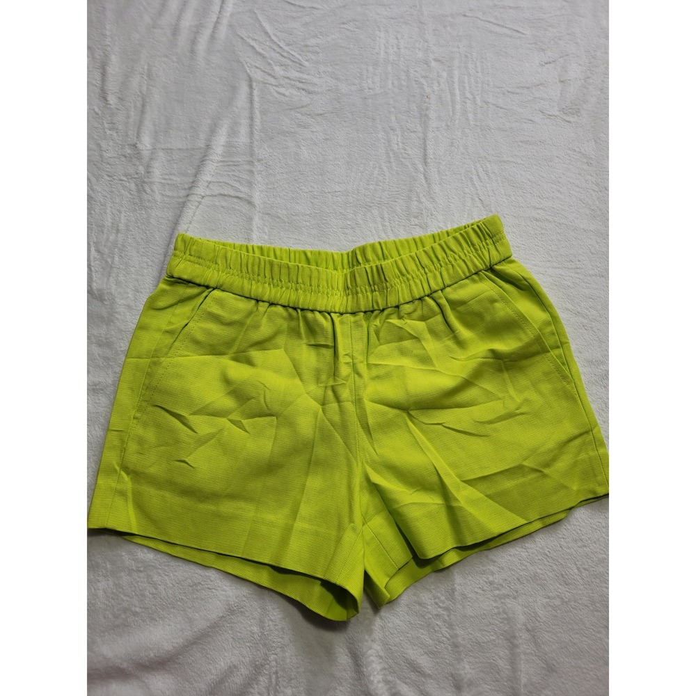 NWT J.Crew Cotton Elastic Waist Shorts Womens 00 Neon Green